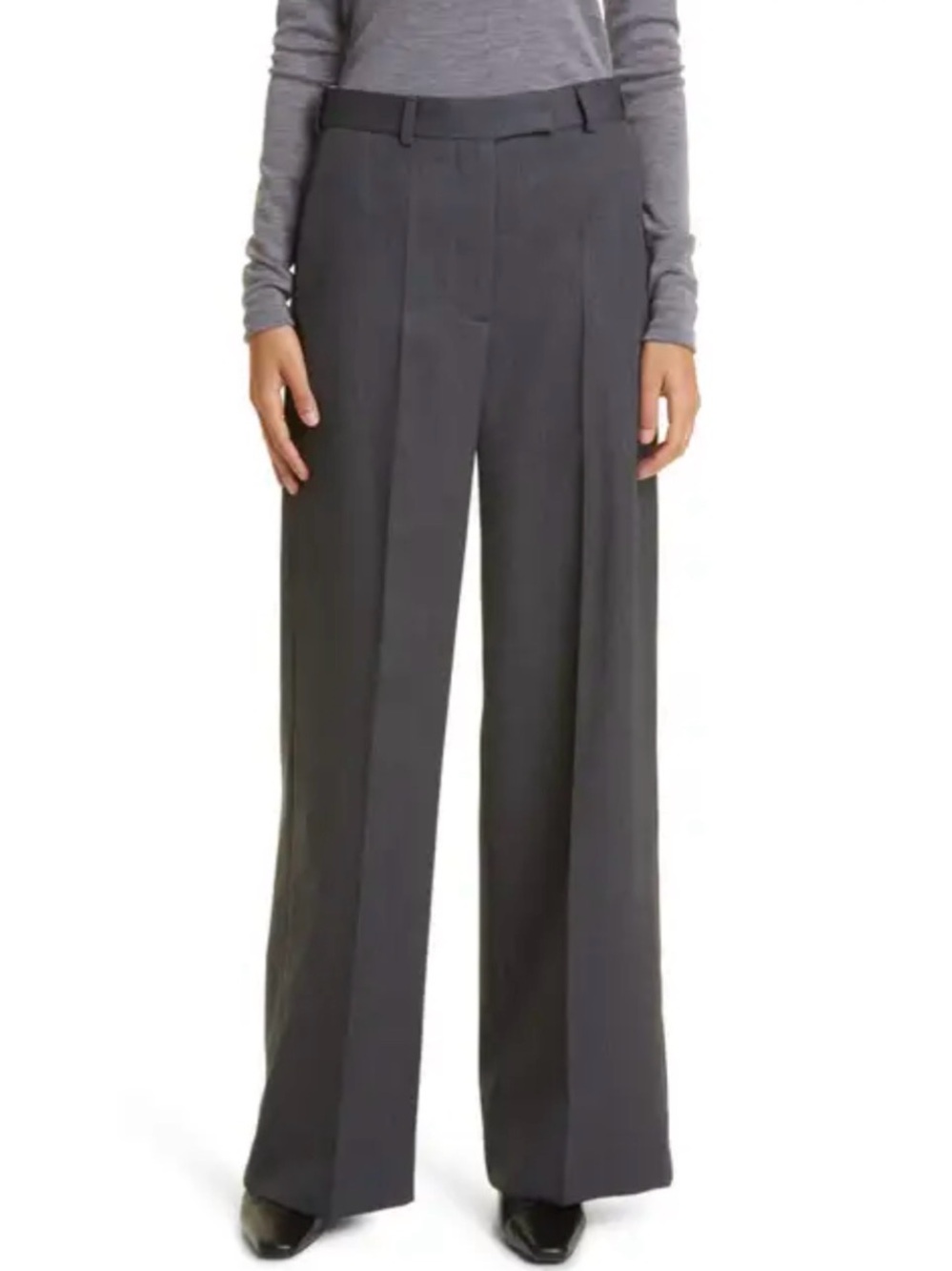 Classic High-Rise Wide-Leg Pants — Gray